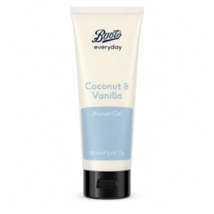 Boots Everyday Coconut and Vanilla shower gel 250ml cream and blue tube
