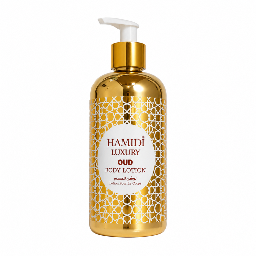 Hamidi Luxury Oud Body Lotion 500ml gold pump bottle