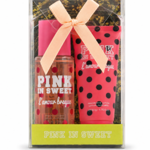 Pink in Sweet L'amour Brague gift set with fragrance mist and lotion