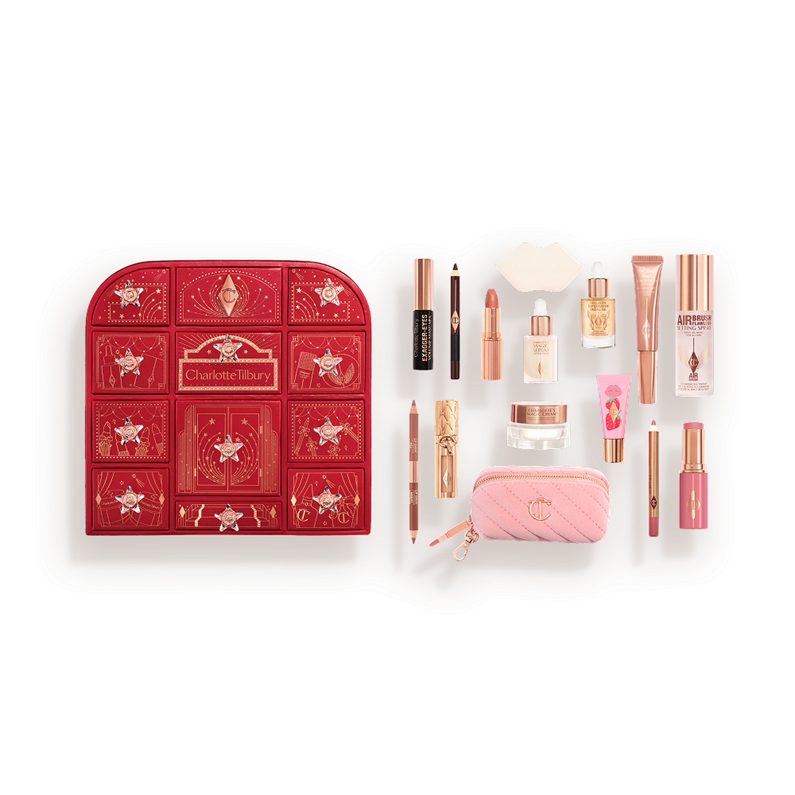 Charlotte Tilbury Hollywood Beauty Wonderland advent calendar 2026 – 15-piece makeup and skincare gift set view 2