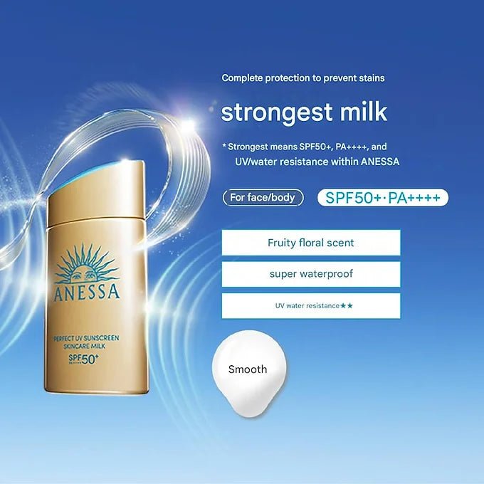 Anessa Perfect UV Skin Care Milk SPF 50+ Premium Sunscreen with Skincare