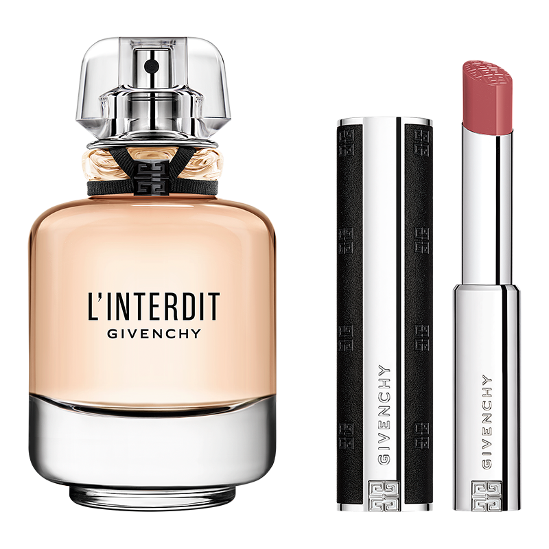 Givenchy L'Interdit Gift Set with Eau de Parfum 80 ml & Le Rouge Satin Lipstick N°111 – view 2