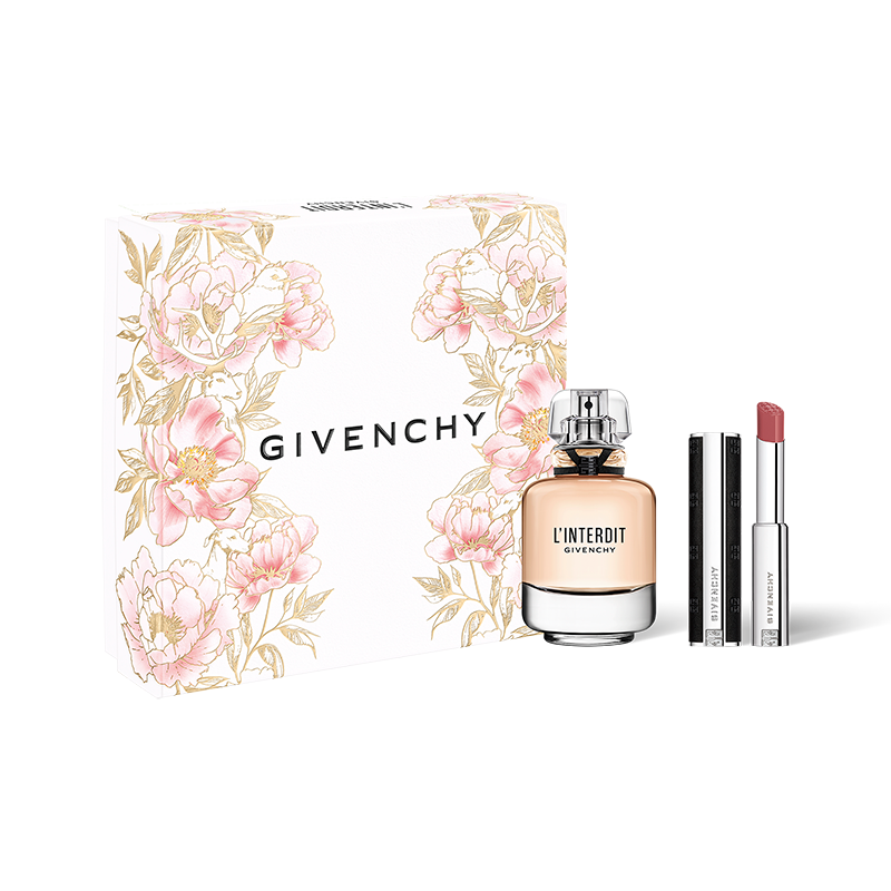 Givenchy L'Interdit Gift Set with Eau de Parfum 80 ml & Le Rouge Satin Lipstick N°111