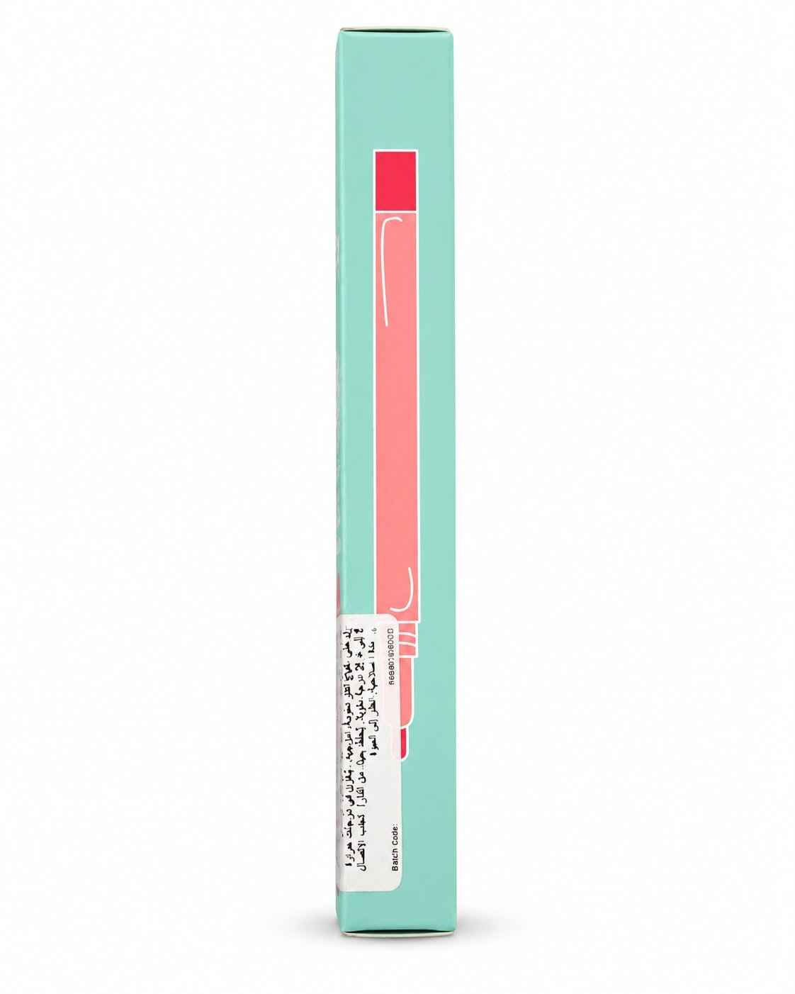 Side of the SODA Watfulashes mascara Hello Kitty box showing the Arabic label and batch code