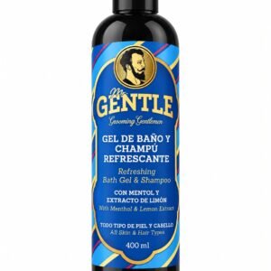 Mr. GENTLE refreshing bath gel and shampoo 400ml black bottle with blue label - menthol and lemon 2-in-1 wash for men in Egypt