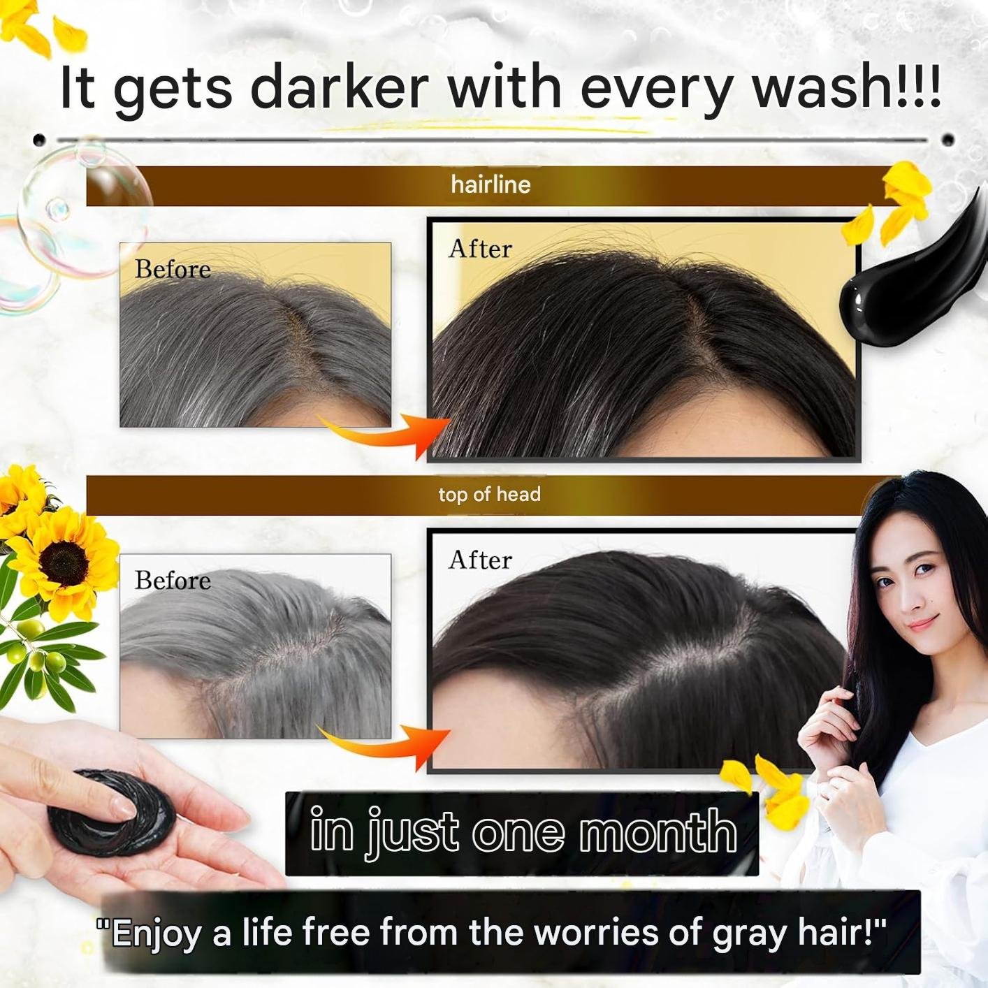 KUROKAMINA Cream Shampoo – Color Shampoo for Gray Hair Care (300g)