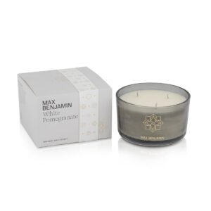 Max Benjamin White Pomegranate 3 Wick Scented Candle bottle – original pomegranate, rosebud and gardenia 3 wick candle in Egypt
