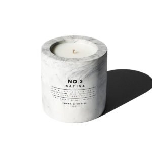 Photo/Genics + Co No.3 Sativa Concrete Candle 255g bottle – original white florals, geranium and tobacco in Egypt