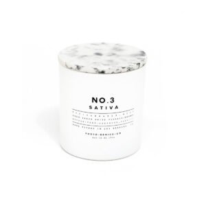 Photo/Genics + Co No.3 Sativa Glass Candle 226g bottle – original white florals, geranium and tobacco in Egypt