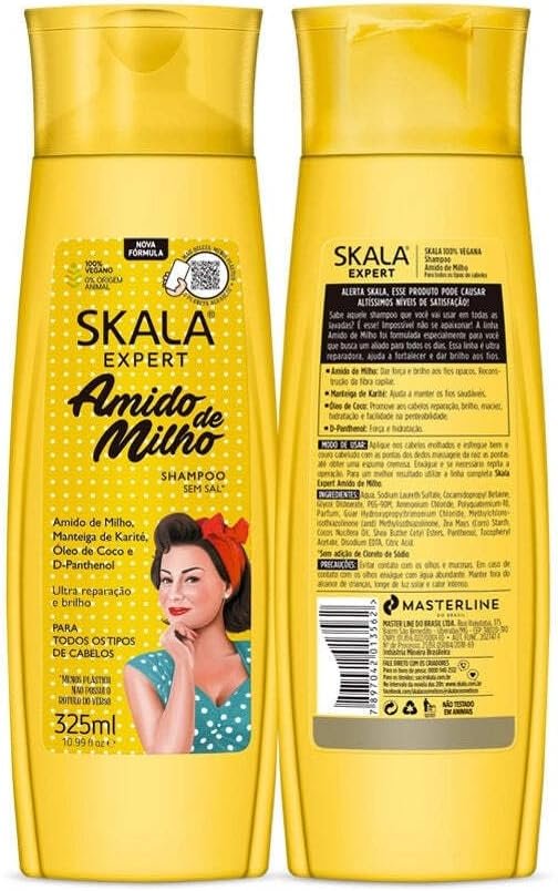 Skala Amido de Milho shampoo front and back label with ingredients