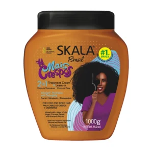 Skala Brasil #MaisCrespos 2-in-1 treatment cream and leave-in 1000g orange tub for coily and kinky hair