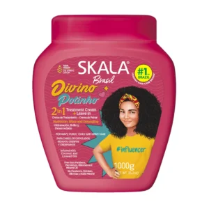 Skala Divino Potinho 2-in-1 treatment cream and leave-in 1000g pink tub for wavy curly coily and kinky hair