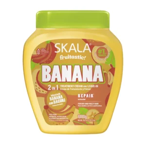 Skala Fruitastic Banana and Bacuri 2-in-1 treatment cream and leave-in 1000g yellow tub for dry frizzy hair
