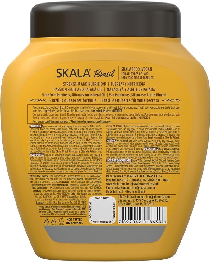 Skala Maracuja label with directions for use and ingredients