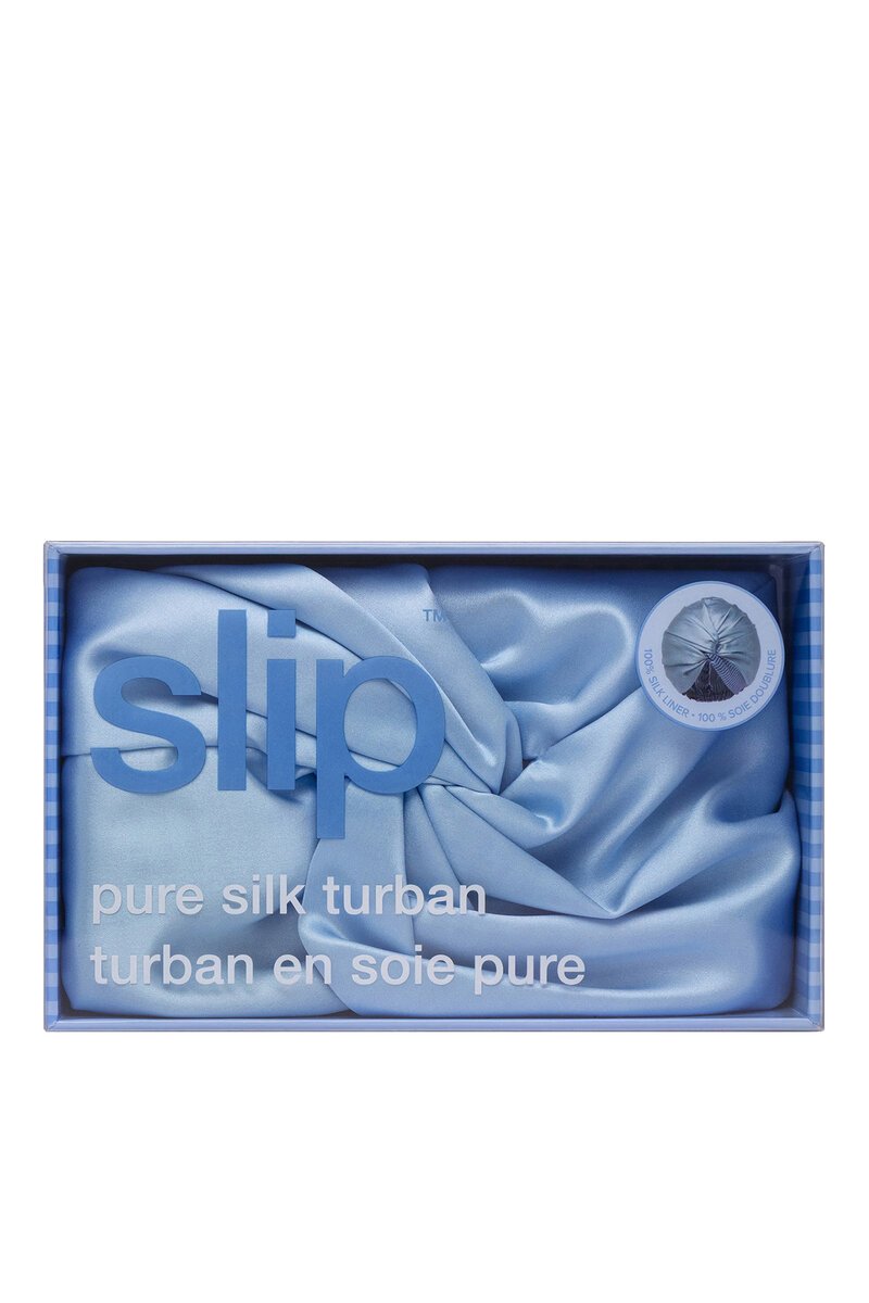 Slip Cornflower Turban double-lined silk hair protection turban – view 3