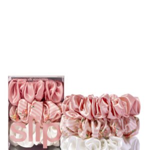 Slip Pure Silk Large Scrunchies set of 3 in rose, petal and white