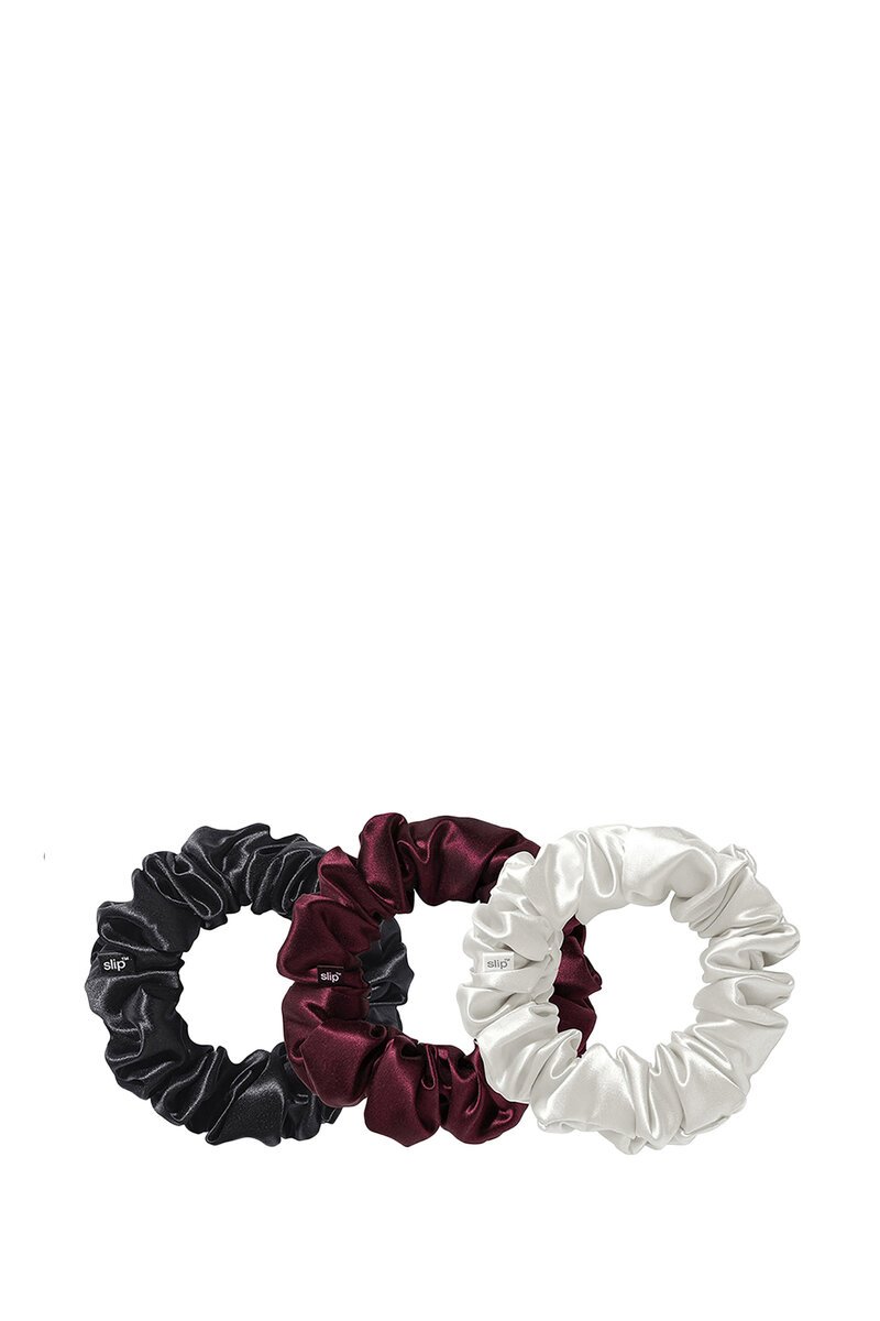 Slip Sugar Plum silk scrunchie set of 3 in festive packaging