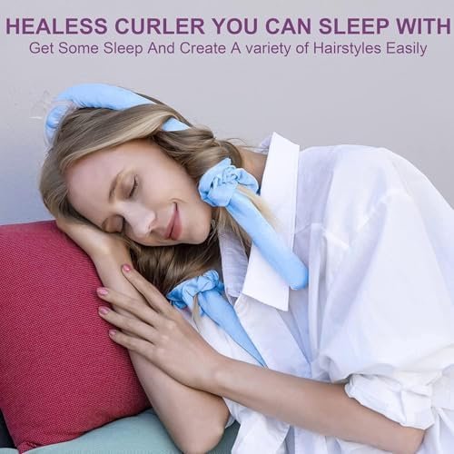 Woman sleeping comfortably in a heatless curling rod headband