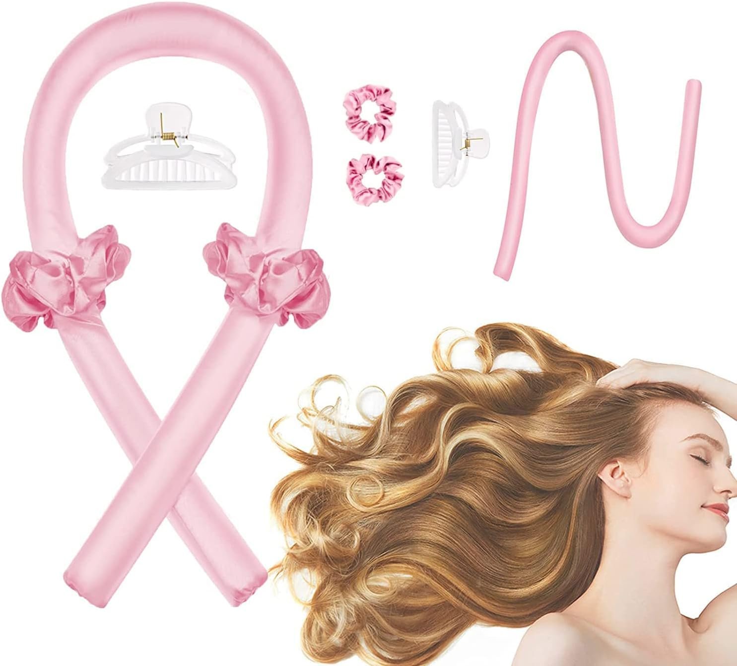 CORATED heatless curling rod headband set with claw clip and scrunchies