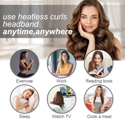Heatless curls headband worn while working, reading or relaxing