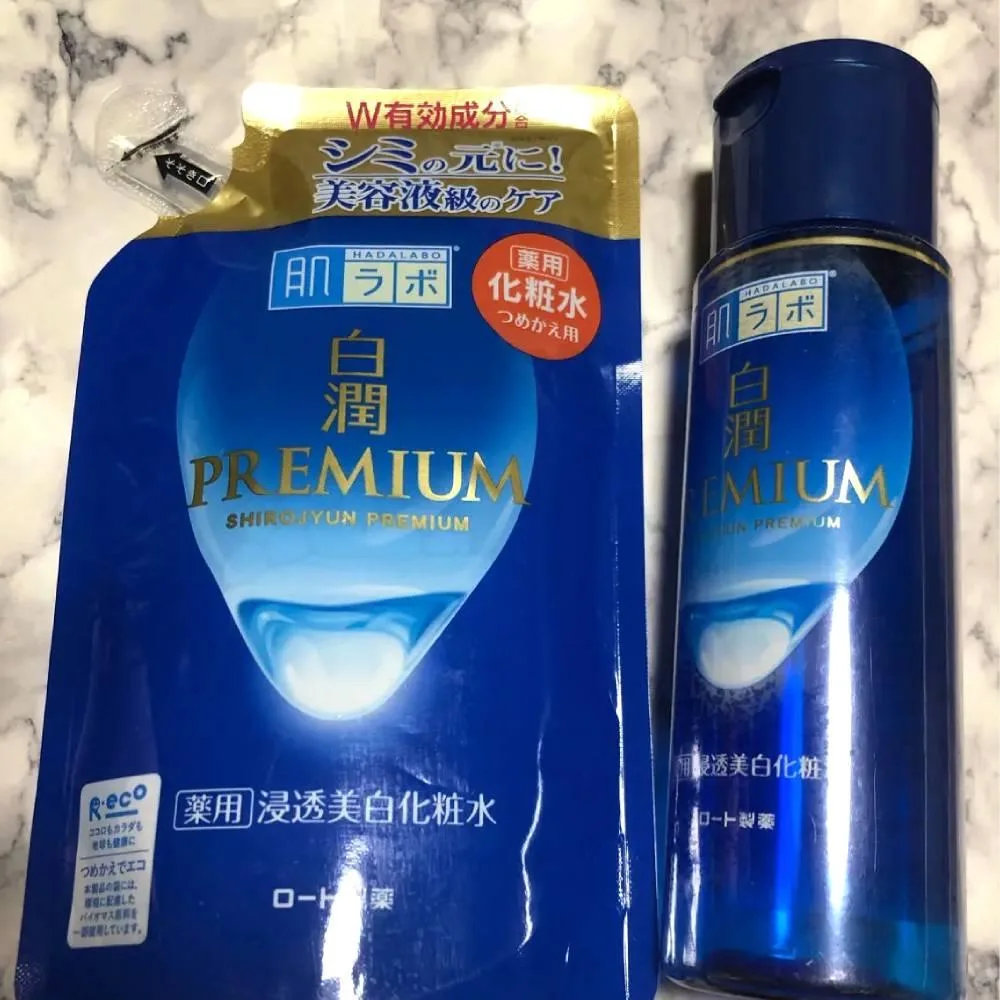 Hada Labo Shirojyun Premium Lotion Refill 170ml Japanese brightening toner pouch – view 4